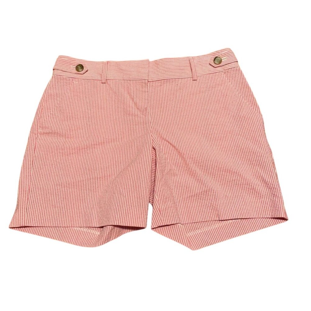 Ann Taylor Womens Striped Cotton Shorts=Pink/White-Size 0-NWT